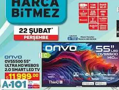 ONVO 55 ULTRA HD ANDROİD SMART LED TV AKILLI TELEVİZYON